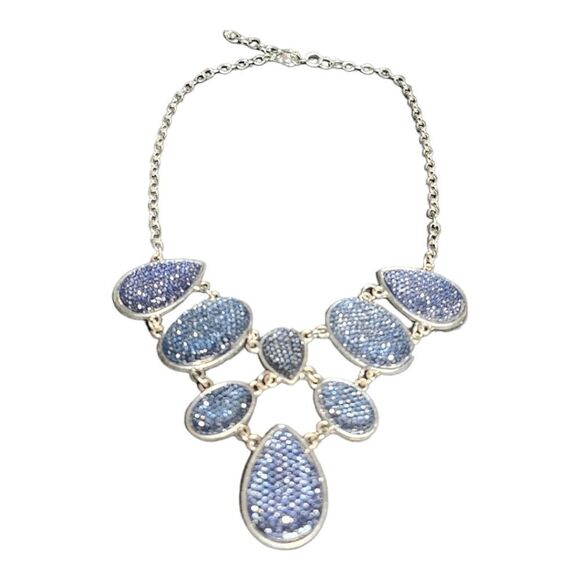 Starry Sapphire Mosaic Statement Necklace - Picture 10 of 12